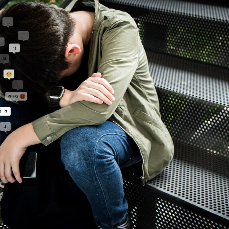 Depressed teen dealing with social media and mental health struggles.